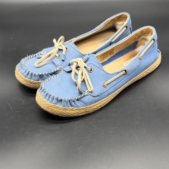UGG Australia Shoes - UGG Australia Women's Blue Suede Espadrille Boat Shoes Moccasins Size 7